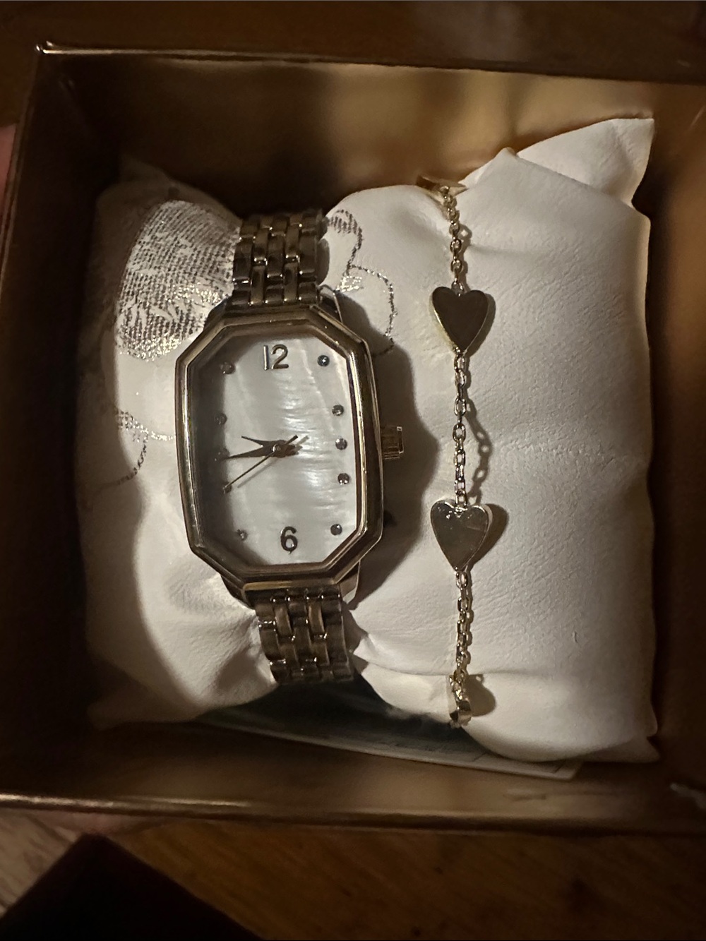 Gold-Tone Women's Watch and Heart Bracelet Set - Gold